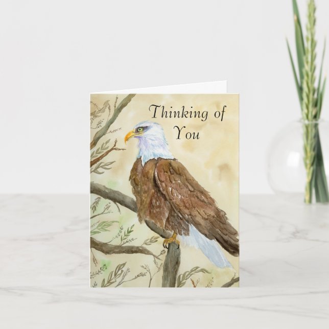 Cartão Thinking of You Bald Eagle Watercolor  (Frente)