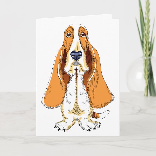 Cartão Thinking Of You Basset Hound Puppy Dog Card (Frente)