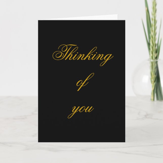 Cartão Thinking of you , black and gold elegant card (Frente)