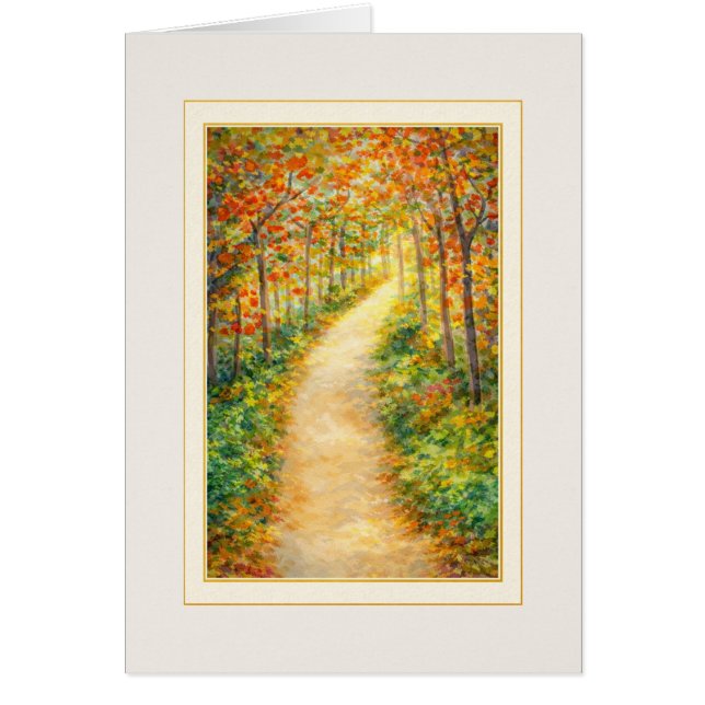 Cartão Thinking of You Card | Autumn Path Art Note Card (Frente)