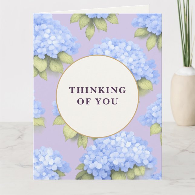 Cartão Thinking of You Card | Blue Hydrangea Floral (Frente)