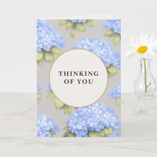 Cartão Thinking of You Card | Blue Hydrangea Floral (Planta pequena)