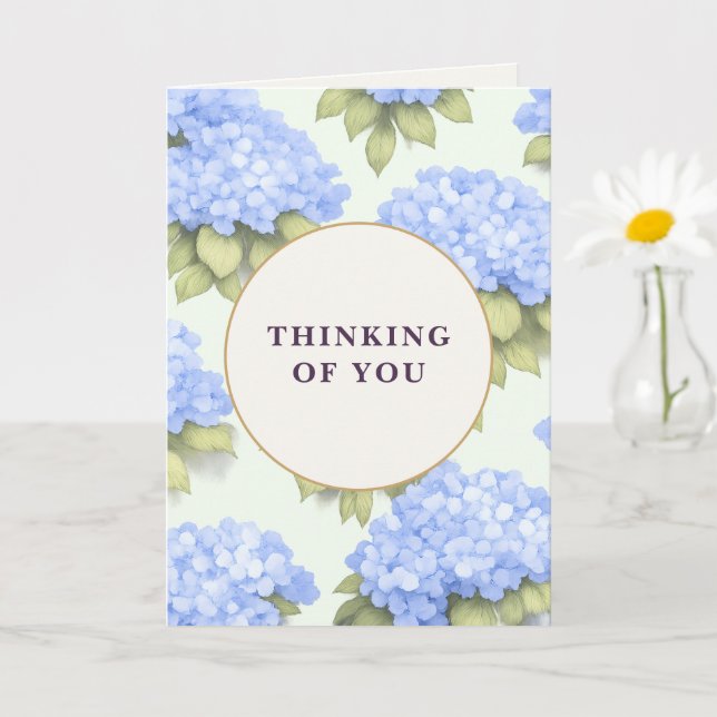 Cartão Thinking of You Card | Blue Hydrangea Floral (Planta pequena)