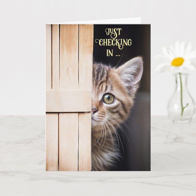 Cartão Thinking of You Cute Cute Shy Kitty Fun (Planta pequena)