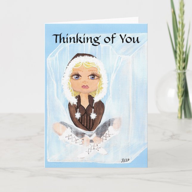 Cartão Thinking of You Eskimo in Ice Quantum Cutie (Frente)