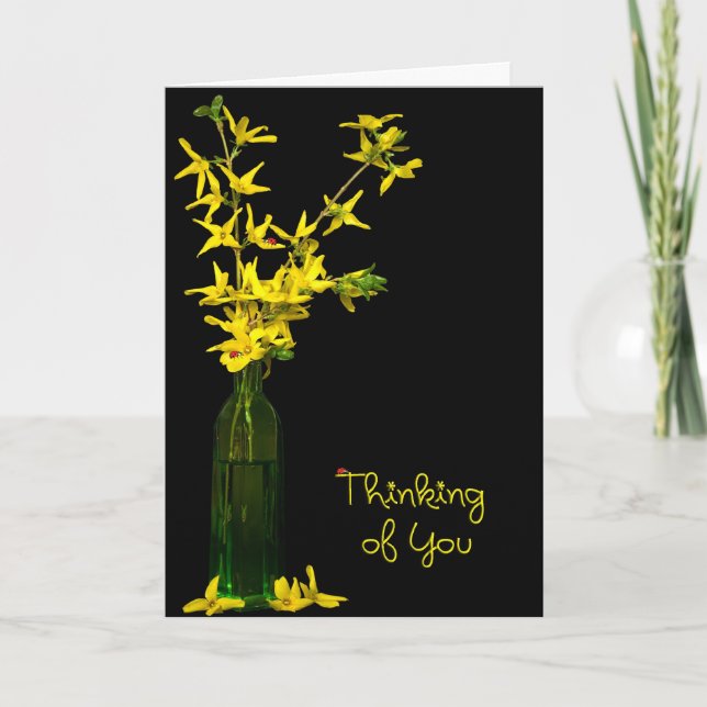 Cartão Thinking of you forsythia bouquet (Frente)