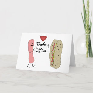 Cartão Thinking Of You Hotdog Cartoon Card
