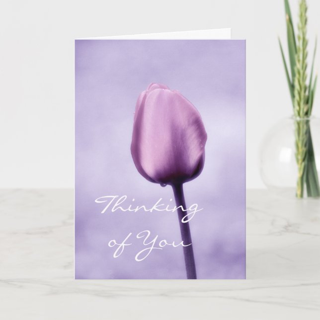 Cartão Thinking of You Lavender Tulip Greeting Card (Frente)
