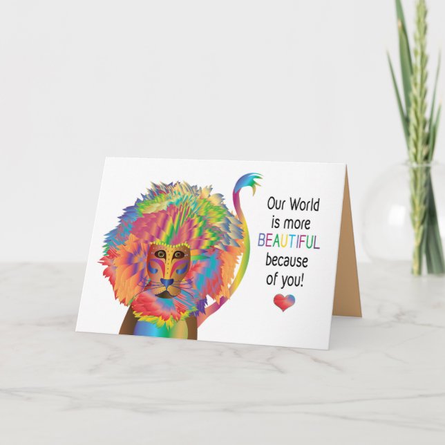 Cartão Thinking of You, Lion Kaleidoscope Collection (Frente)