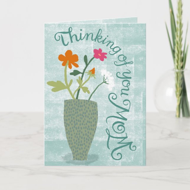 Cartão Thinking of You Mom – Bright Floral Abstract (Frente)