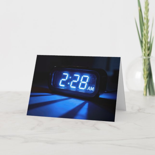 Cartão Thinking of You Neon Blue Nightstand Clock (Frente)