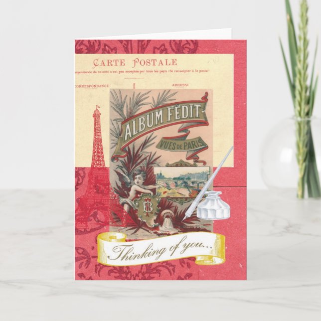 Cartão Thinking of You Parisian Collage (Frente)