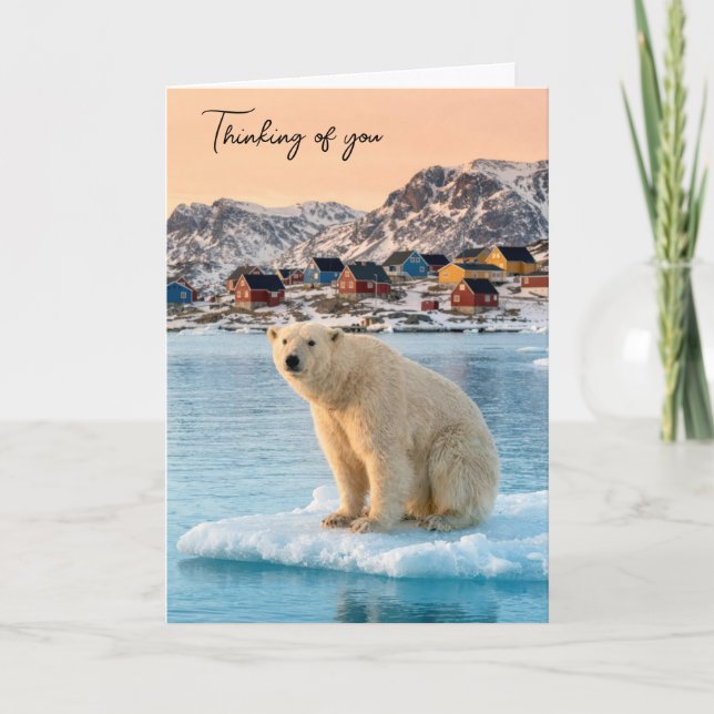Cartão Thinking of You Polar Bear Floating on Ice (Frente)