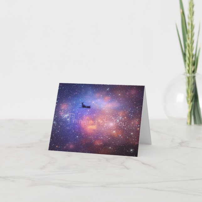Cartão Thinking of you Space Airplane Note Card (Frente)