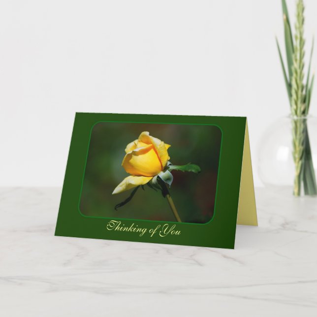 Cartão Thinking of You Yellow Rose Bud (Frente)