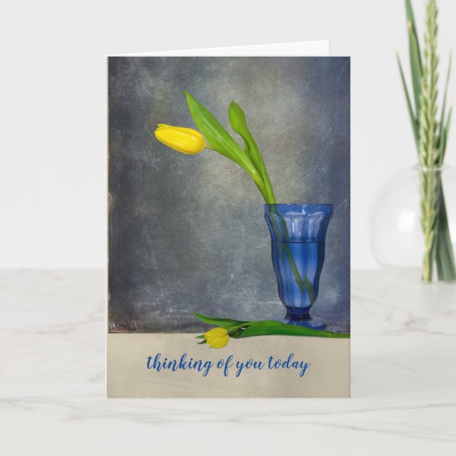 Cartão thinking of you-yellow tulip in sundae glass (Frente)