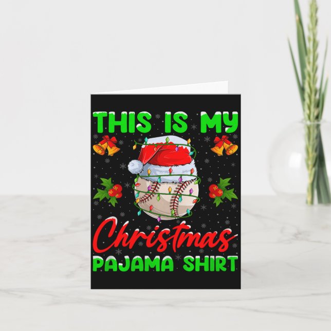 Cartão This Is My Baseball Christmas Pajamas Funny Baseba (Frente)