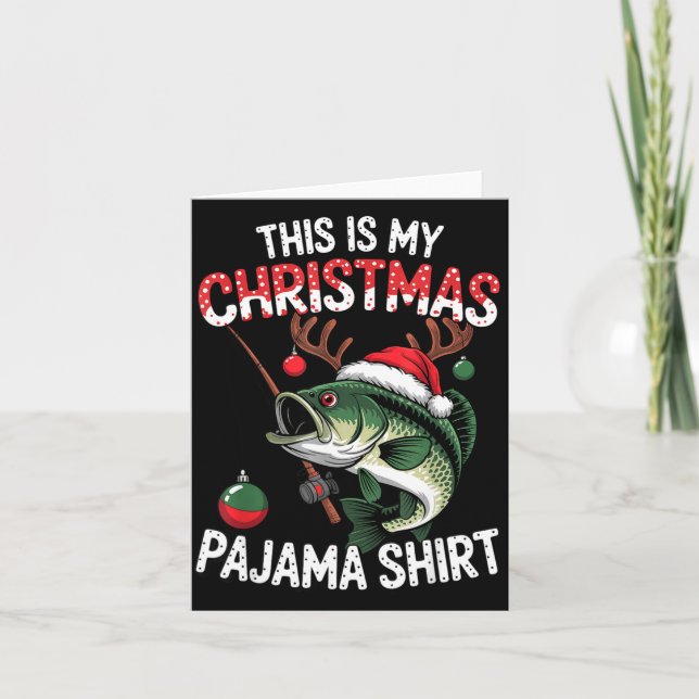 Cartão This Is My Christmas Pajama B Fish Santa Hat Toddl (Frente)