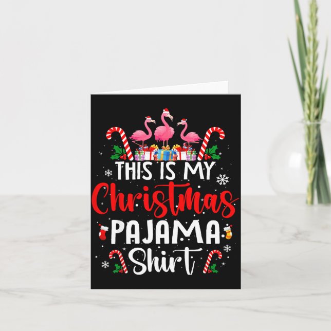 Cartão This Is My Christmas Pajama Flamingos Holiday Fun  (Frente)