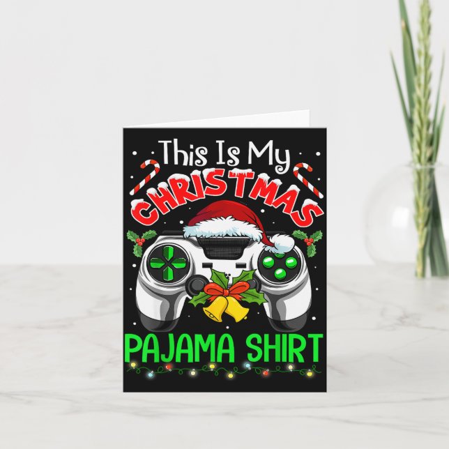 Cartão This Is My Christmas Pajama Gamer Video Game Boys  (Frente)