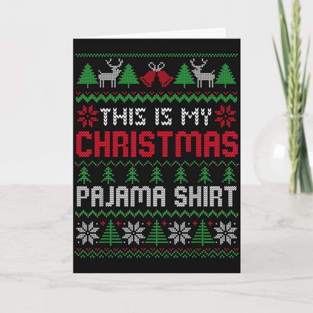Cartão This Is My Christmas Pajama Shirt Lights Family Ma (Frente)