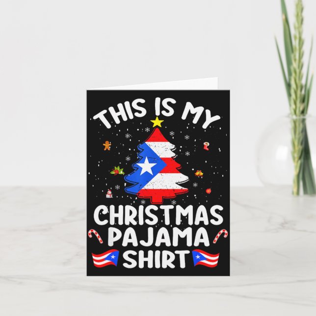 Cartão This Is My Christmas Pajama Shirt Puerto Rico Flag (Frente)