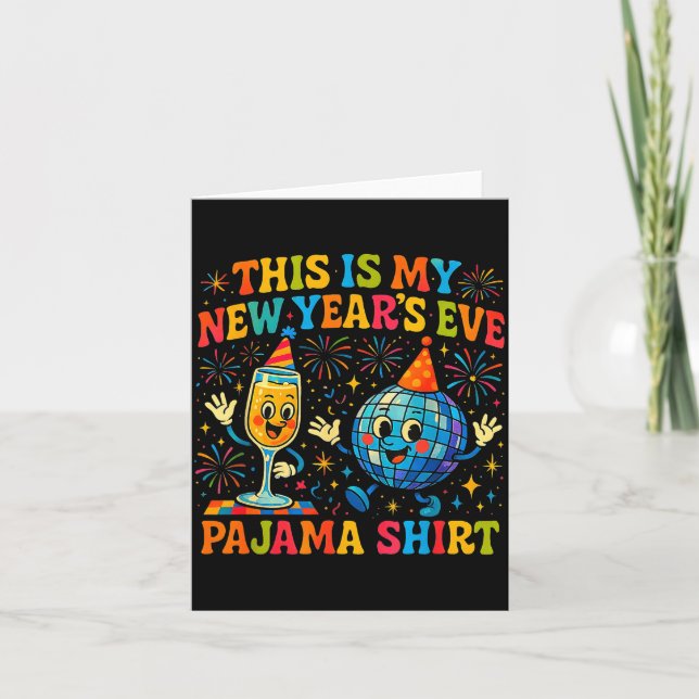 Cartão This Is My New Year’s Eve Pajama Funny Retro Gift  (Frente)