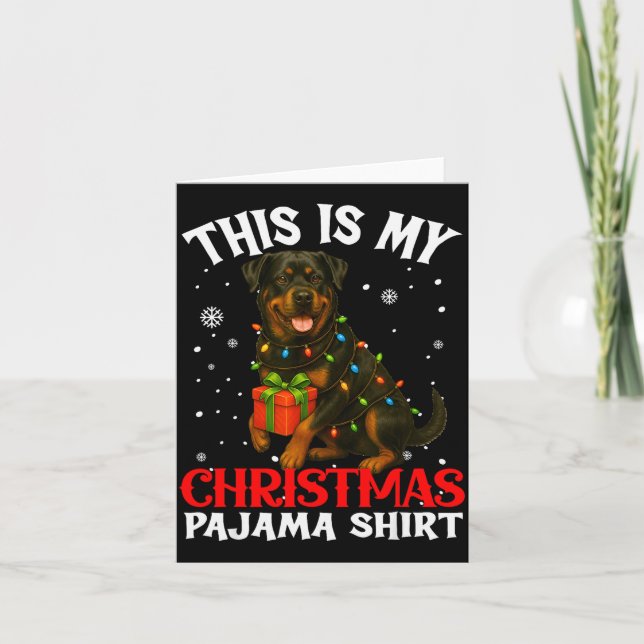 Cartão This Is My Rottweiler Christmas Pajama Shirt Xmas  (Frente)