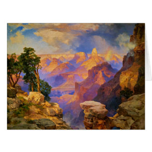 Cartão Thomas Moran art, Grand Canyon com arco-íris