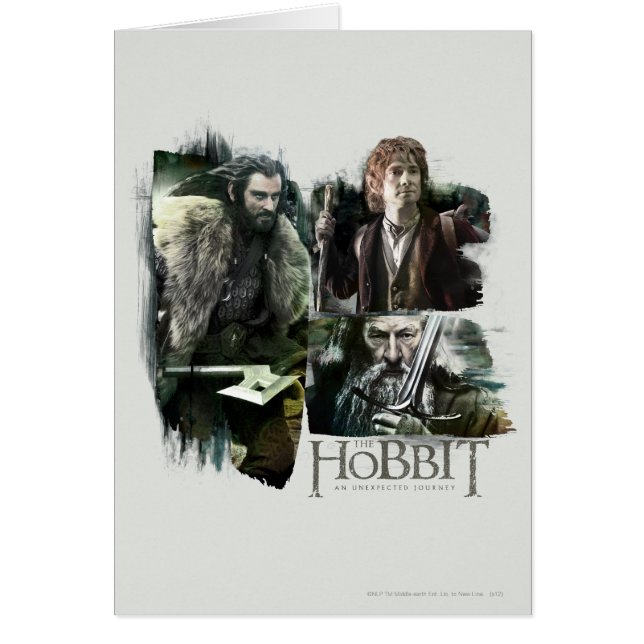 Cartão THORIN OAKENSHIELD™, BILBO BAGGINS™ E Gandalf Art (Frente)