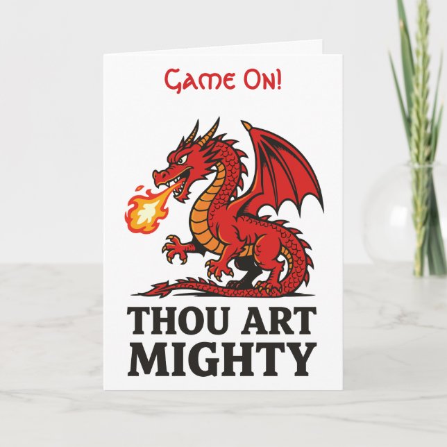 Cartão Thou Art Mighty Red Dragon With Fire Breath (Frente)