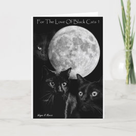 Cartão Three black cats and the moon greeting card