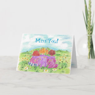 Cartão Three Friends Summer Flower Meadow Miss You Card