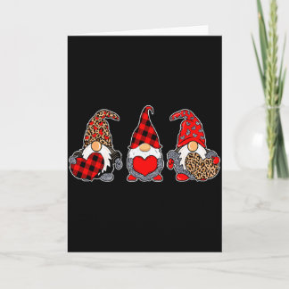 Cartão Three Gnomes Valentine Plaid Buffalo Leopard Coupl