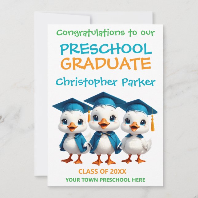 Cartão Three Little Geese Preschool Graduation (Frente)
