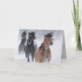 Cartão Three Snow Horses Run Fast Horse Greeting Card
