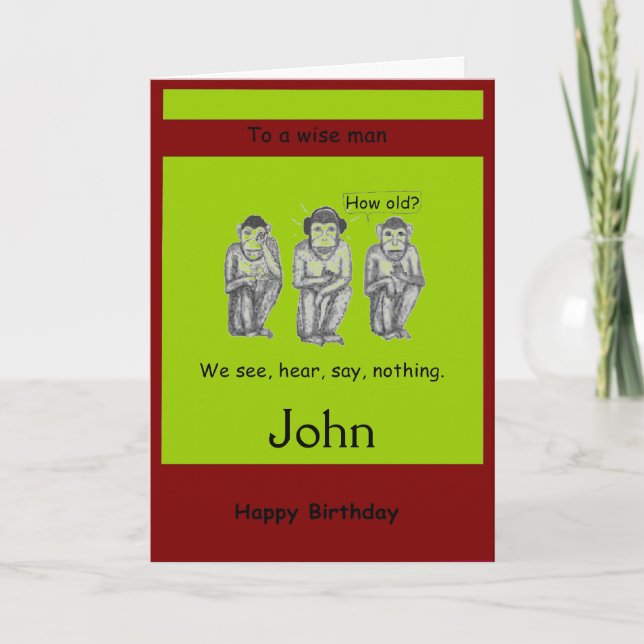 Cartão Three Wise, Modern, Monkeys Birthday cards (Frente)