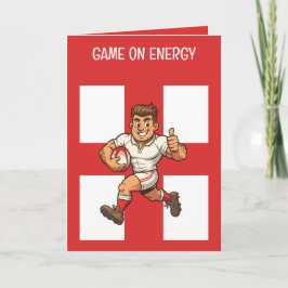 Cartão Thumbs-Up Try Run Cheerful Rugby Hero