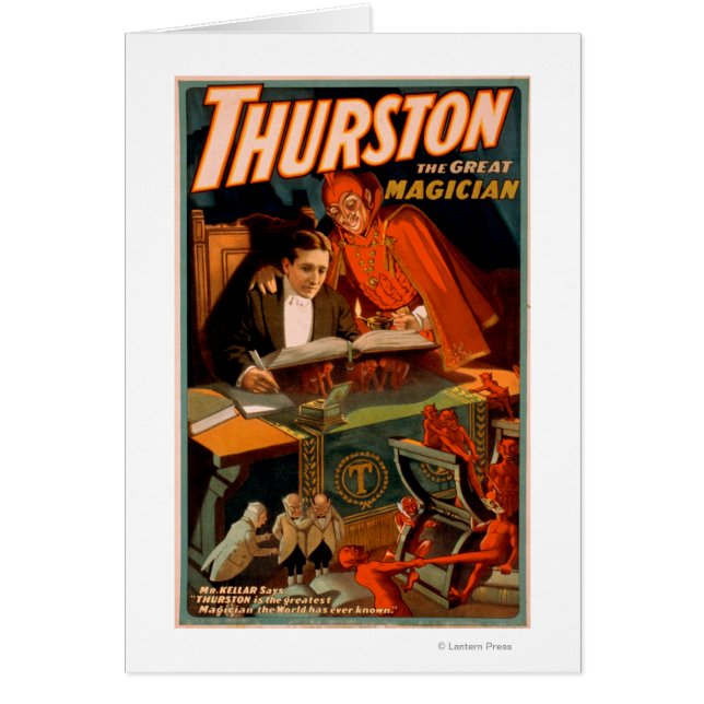 Cartão Thurston, o Excelente Mágico com a Diaba Mágica (Frente)