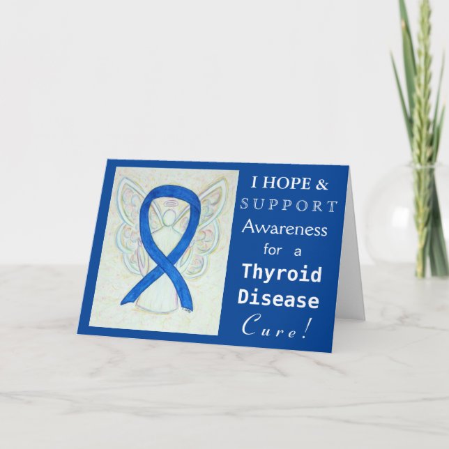 Cartão Thyroid Disease Awareness Ribbon Paisley Blue Card (Frente)