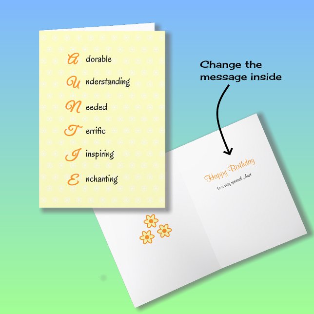 Cartão Tia aniversários flores laranja (Criador carregado)