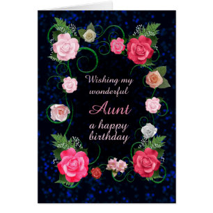 Cartão Tia Birthday Belos Rosas