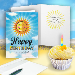 Cartão Tia Birthday Yellow Orange Smiling Sun Card