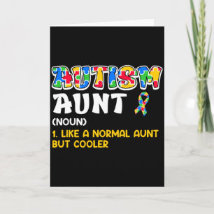 Cartão Tia Conscientização do Autismo Criança Autista Div