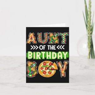 Cartão Tia do menino fã de pizza de aniversário do menino