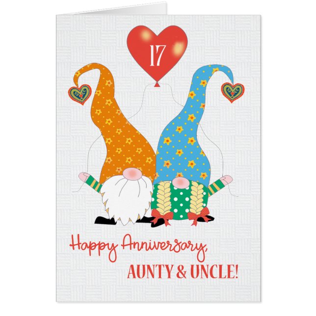 Cartão Tia e Tio Costumam Anunciar Ano com Gnomos (Frente)