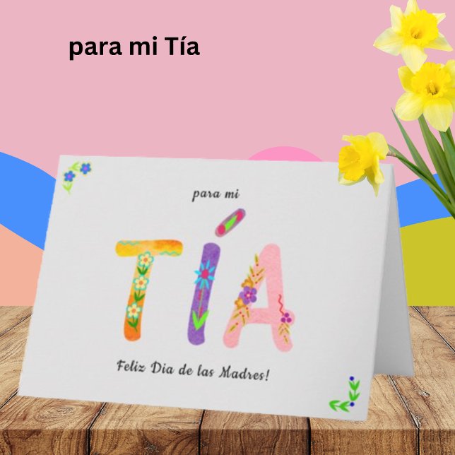 Cartão Tía espanhola tia Floral Bohemian - Placa de Dia d (Criador carregado)