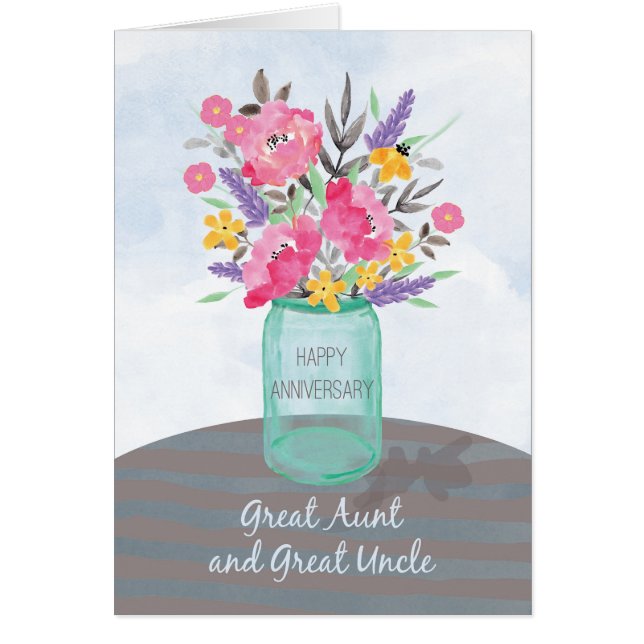 Cartão Tia excelente e Tio Excelente Aniversário Jar Vase (Frente)