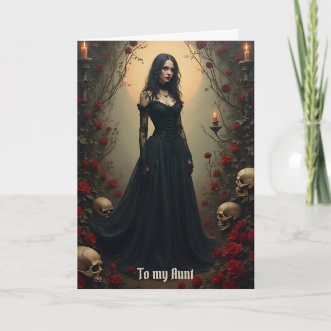 Cartão Tia Gothic Moon Birthday (Frente)