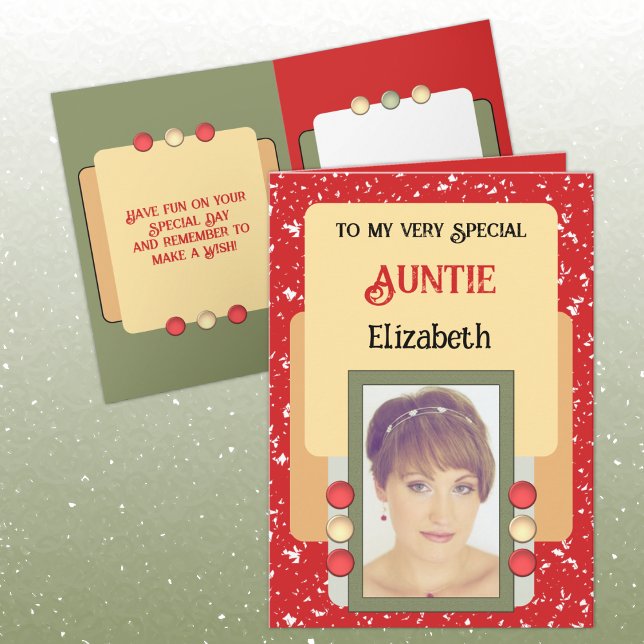 Cartão Tia muito especial adiciona foto nome vermelho (Criador carregado)